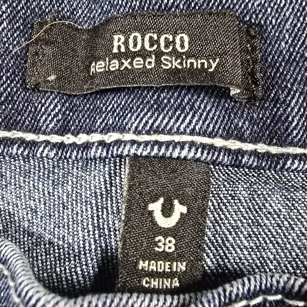 True Religion Rocco Relaxed Skinny Jeans Men's 38x30 Blue Stretch Denim